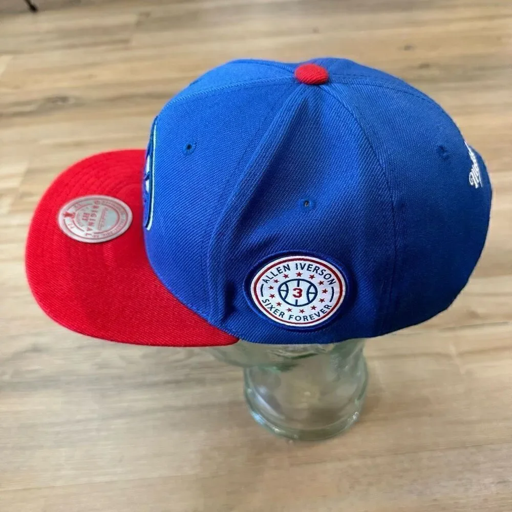 Mitchell & Ness Philadelphia 76ers Allen Iverson Edition Snapback Hat Blue Red